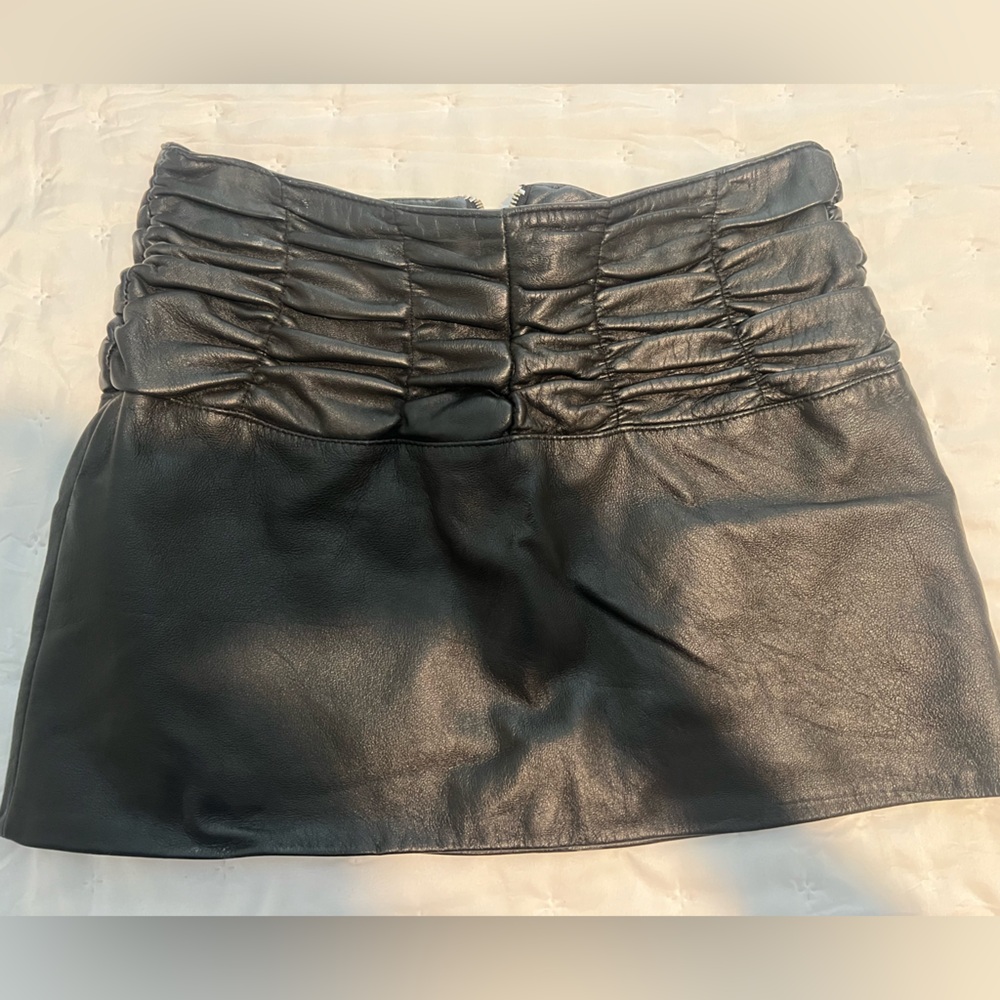 Black Bubble Mini Skirt with Ruched Detailing